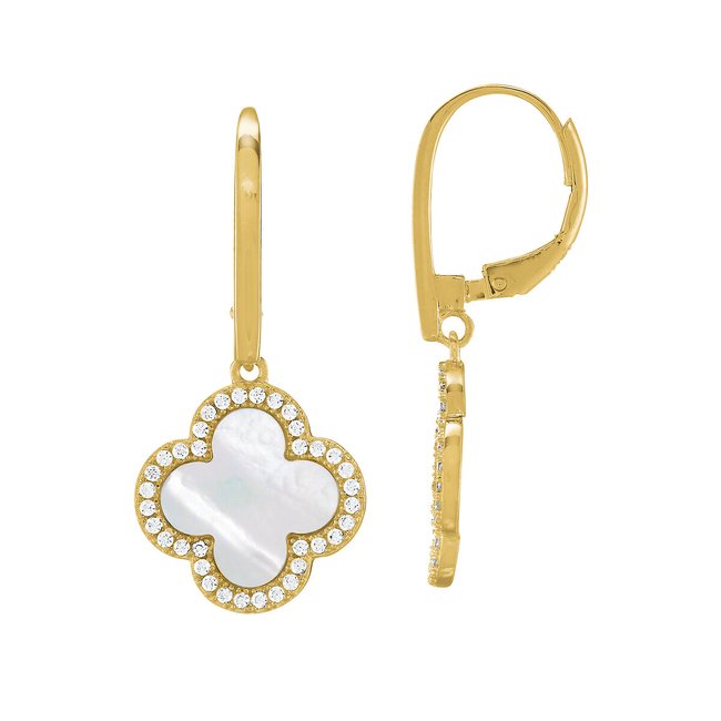 LEGENDE - Earrings in gilded silver, zirconium oxide, mother-of-pearl, gold-coloured, CHARLES GARNIER