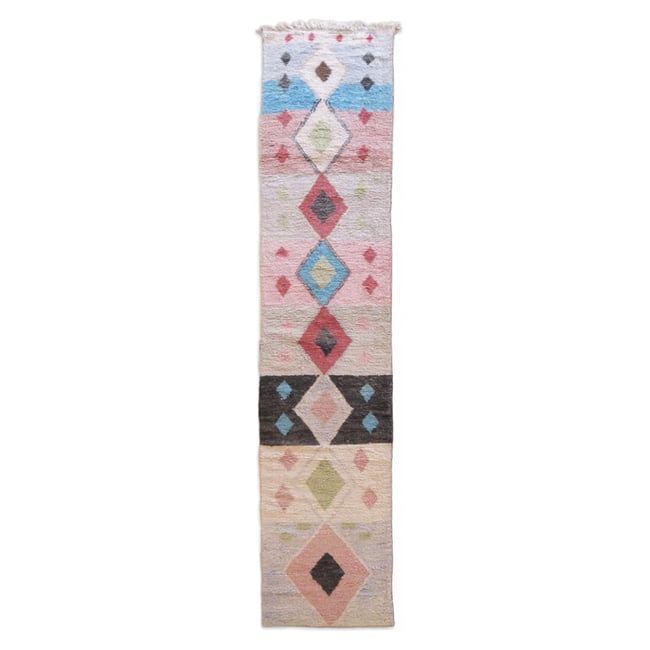 Tapis de couloir berbère Boujaad coloré 89 x 492 cm Couleur palette colorée <span itemprop=