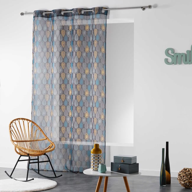 Rideau panneau a oeillets Voile Collection Palpito anthracite <span itemprop=