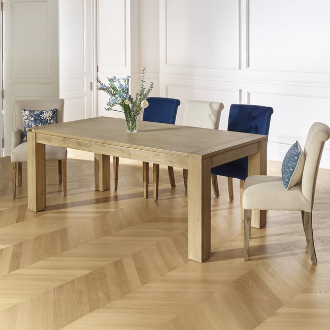 Table de repas rectangulaire en acacia, 8/10 couverts ENZO Couleur beige <span itemprop=