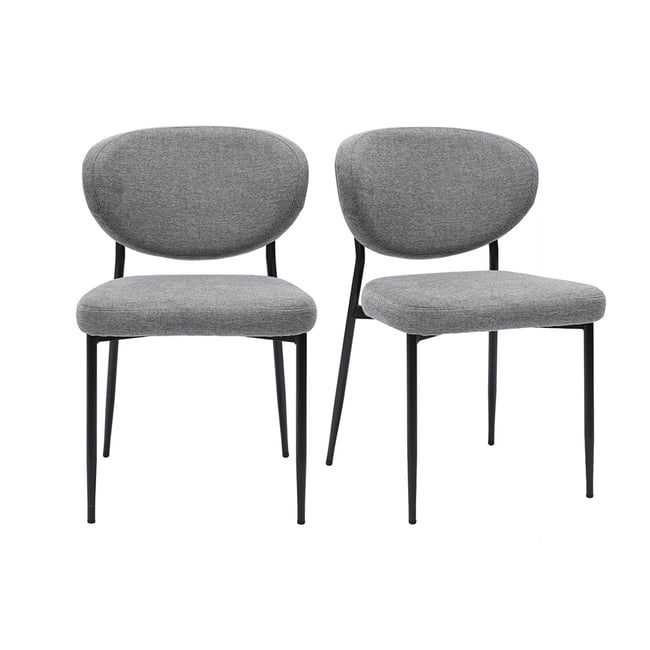 Chaises en tissu effet velours texturé beige et métal noir (lot de 2) BREKA - MILIBOO