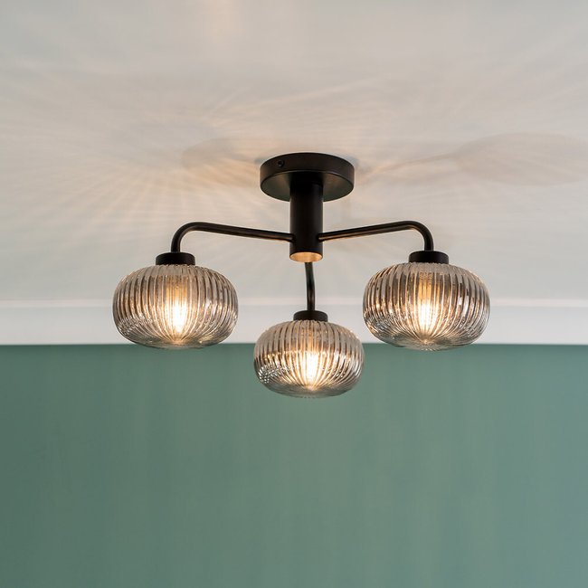 Matt Black 3 Way Bathroom Ceiling Light, black, SO'HOME