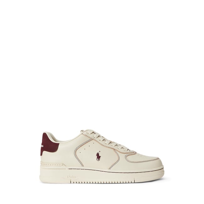 Masters Court Leather Trainers, ecru/burgundy, POLO RALPH LAUREN