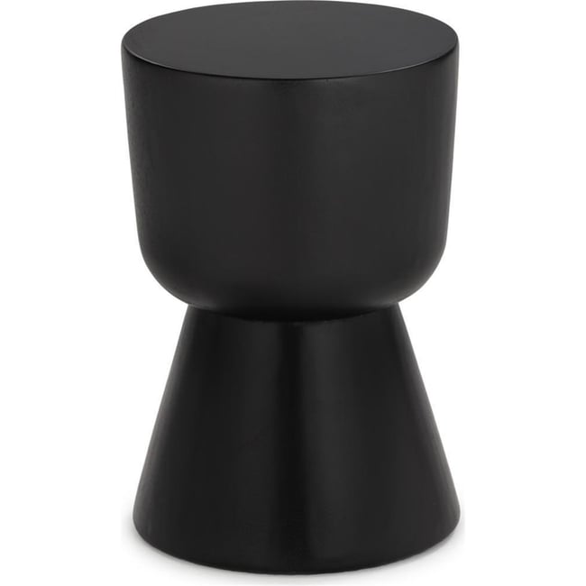 Tabouret rond en bois de suar massif Couleur noir <span itemprop=