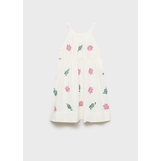 Robe à broderie florale écru <span itemprop=