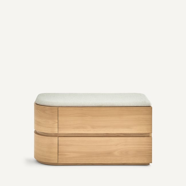 Mueble bajo para armario modular en chapa de roble, EVORIA natural <span itemprop=