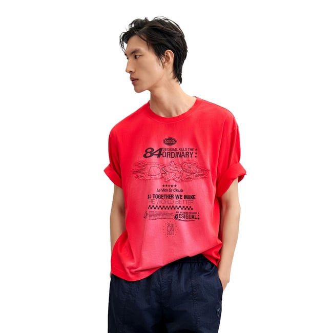 T-shirt imprimé dégradé rouge <span itemprop=