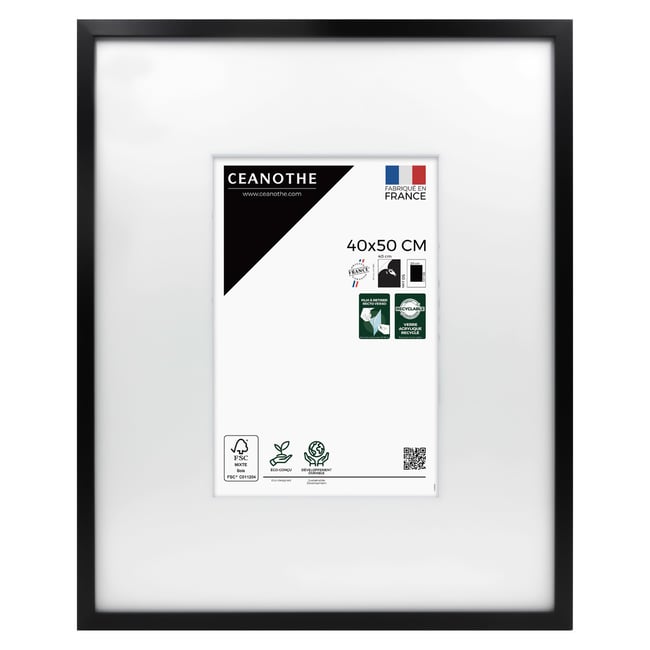 Cadre Photo Avec Passe-partout En Résine Recyclée WILD Couleur noir <span itemprop=