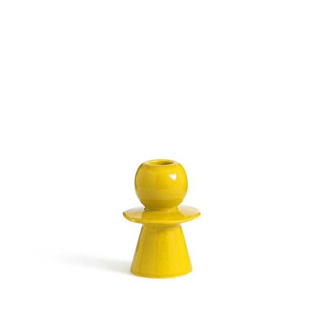 Greta 10cm High Ceramic Candlestick, chartreuse, LA REDOUTE INTERIEURS