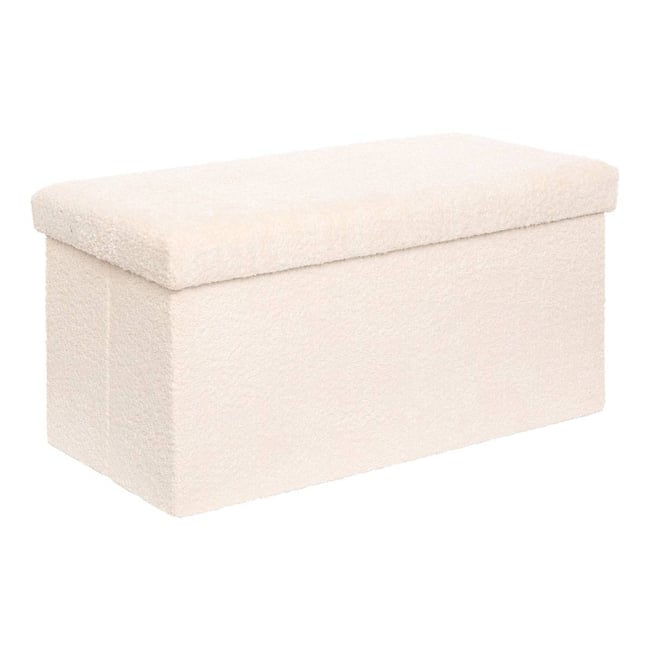 Pouf pliant coffre de rangement rectangulaire en bouclette SOANA - ATMOSPHERA