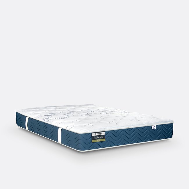 Matelas Beverly 100% latex ferme 3 zones H20 cm Couleur blanc/bleu <span itemprop=