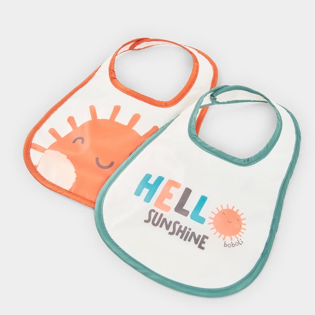 Pack de 2 bavoirs bébé coton blanc <span itemprop=