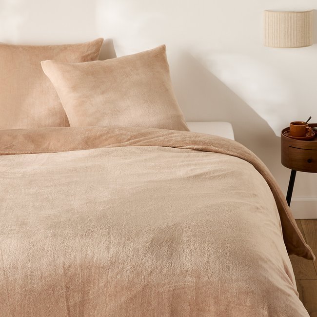 Set di biancheria da letto con federa quadrata, fronte e retro in pile naturale SO'HOME