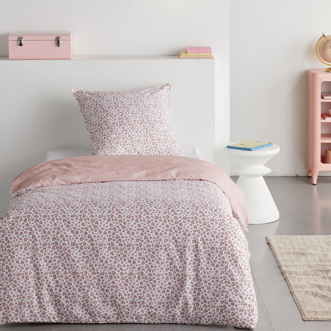 Parure de lit 1 personne HAPPY rose <span itemprop=