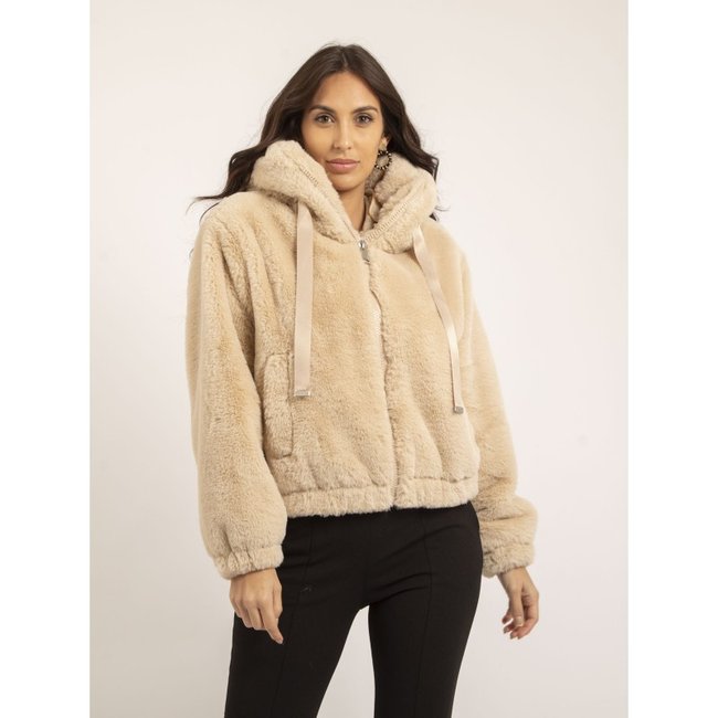 Veste Courte Capuche Ubanie beige <span itemprop=