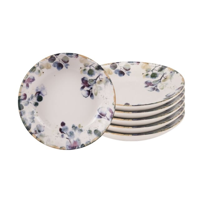 Assiette à pâtes Garden 22x6 cm (lot de 6) Couleur vert <span itemprop=