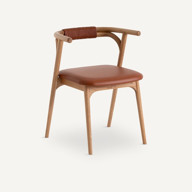 Fauteuil de table chêne et cuir, Fermyo Couleur chêne naturel <span itemprop=