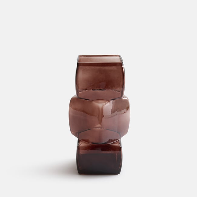 Vase en verre fumé coloré, hauteur 29 cm, CUBIA Couleur marron ambre <span itemprop=