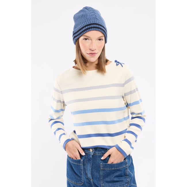 Marinière épaule lacée - coton épais nature/obscur/flax/sleet <span itemprop=