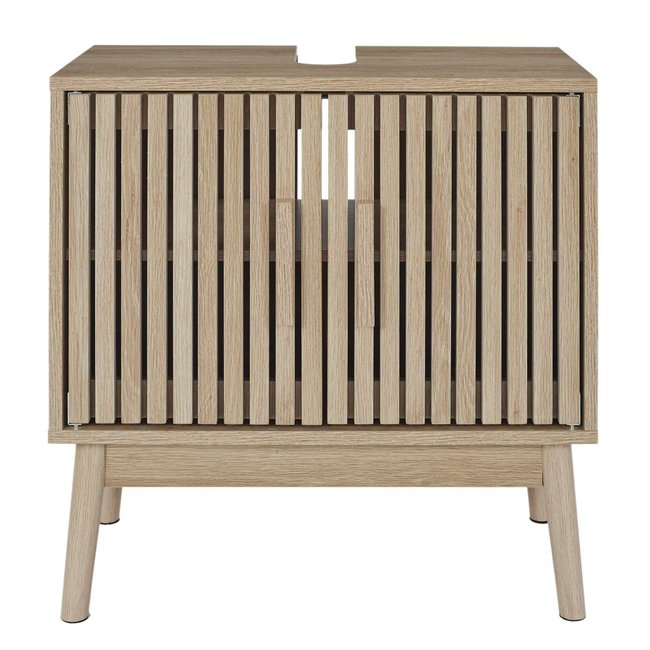 Meuble sous vasque 2 portes Saulk Couleur marron <span itemprop=