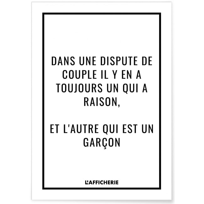Affiche 'Dans une dispute...' Couleur blanc <span itemprop=