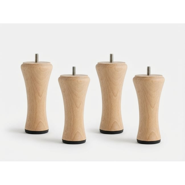 Pied de lit diabolo en bois verni Hauteur 20 cm (vendu à l'unité) Couleur bois <span itemprop=