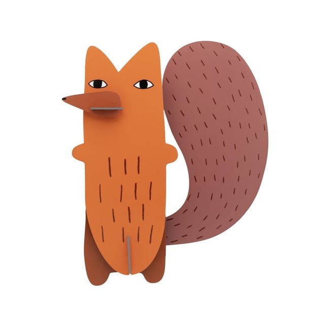 Decoration murale animal carton  Cyril Squirrel Fox Couleur orange <span itemprop=