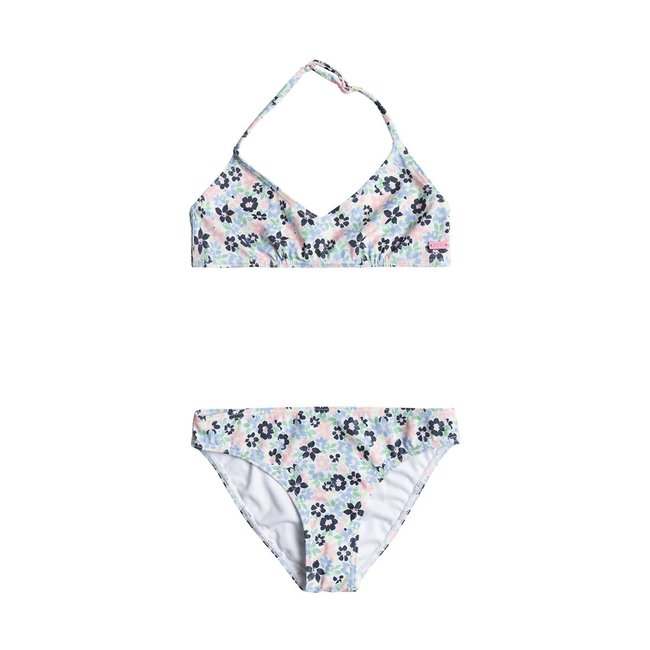 Costume 2 pezzi blu/fantasia fiori ROXY