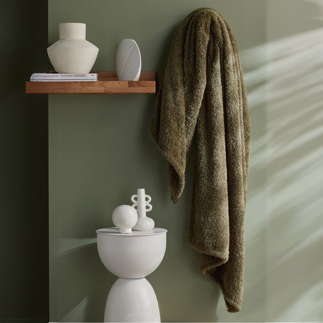 Plaid polaire uni MATCHA vert <span itemprop=