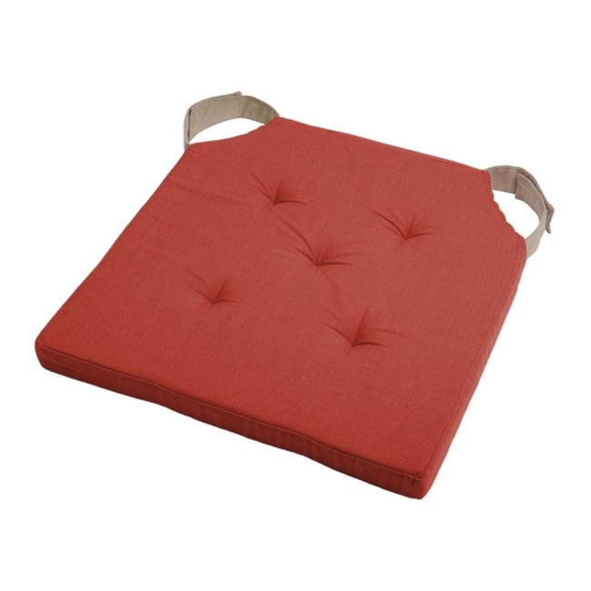 Lot de 4 galettes de chaise Duo velcro 38x38 Terracotta lin terracotta <span itemprop=