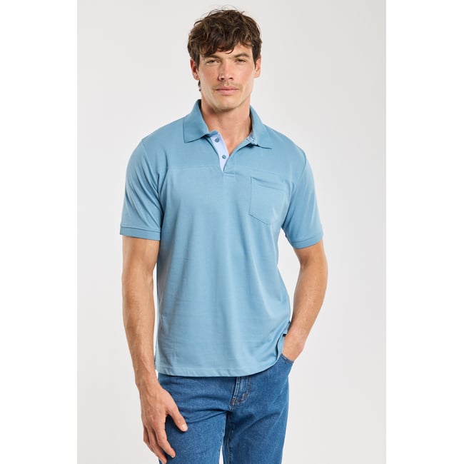 Polo Bérac - coton léger blue heaven <span itemprop=