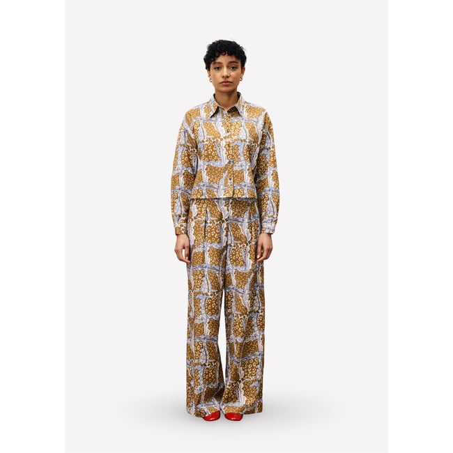 Chemise  en coton PAMPA leo marron ocre <span itemprop=