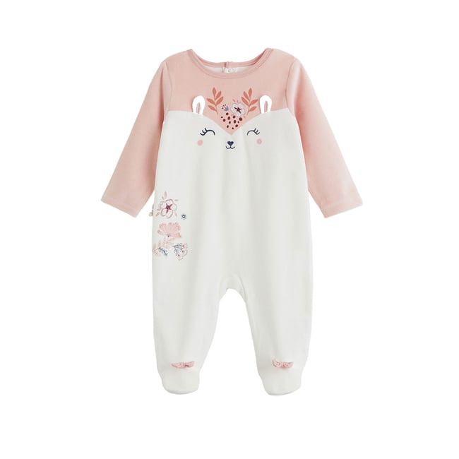 Pyjama bébé en velours Cléo rose <span itemprop=