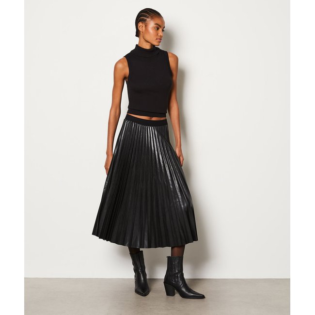 Jupe longue simili cuir ODYSSE noir <span itemprop=