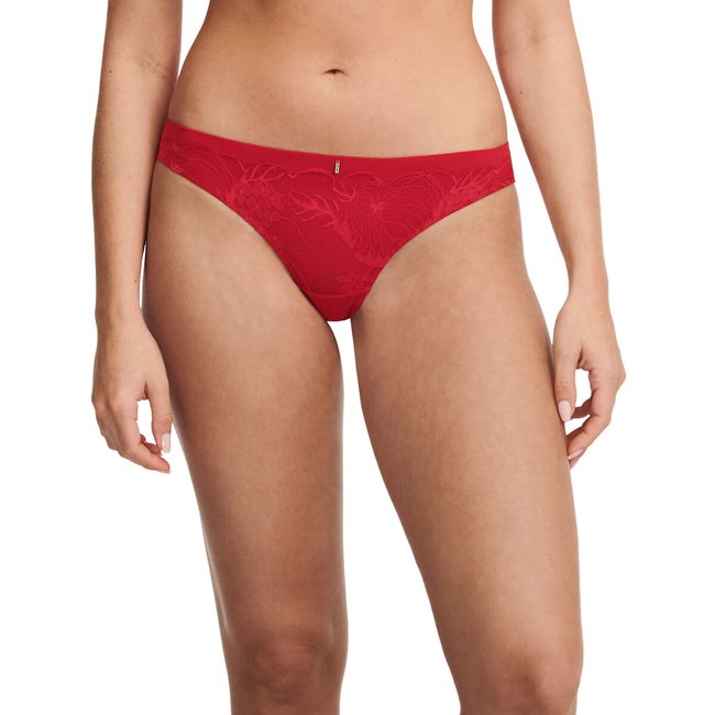 Midnight Flowers Recycled Tanga in Lace/Tulle, red, CHANTELLE