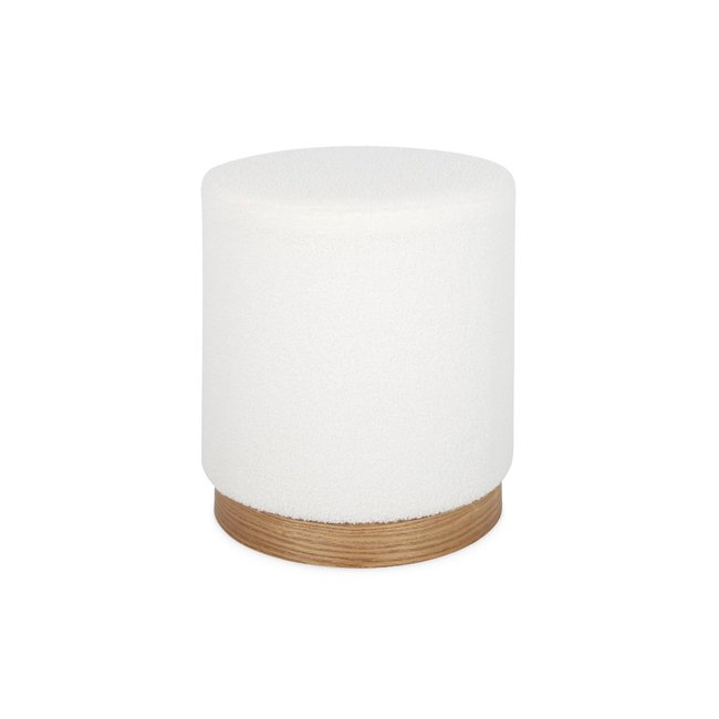 Tabouret scandinave bouclette 45cm KLAUS Couleur blanc <span itemprop=
