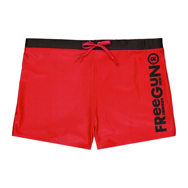 Maillot de Bain Boxer Microfibre noir/rouge <span itemprop=