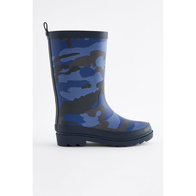 Bottes welly en caoutchouc camo bleu marine <span itemprop=