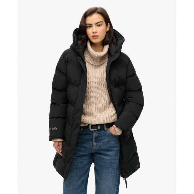 Veste mi-longue matelassée City noir <span itemprop=