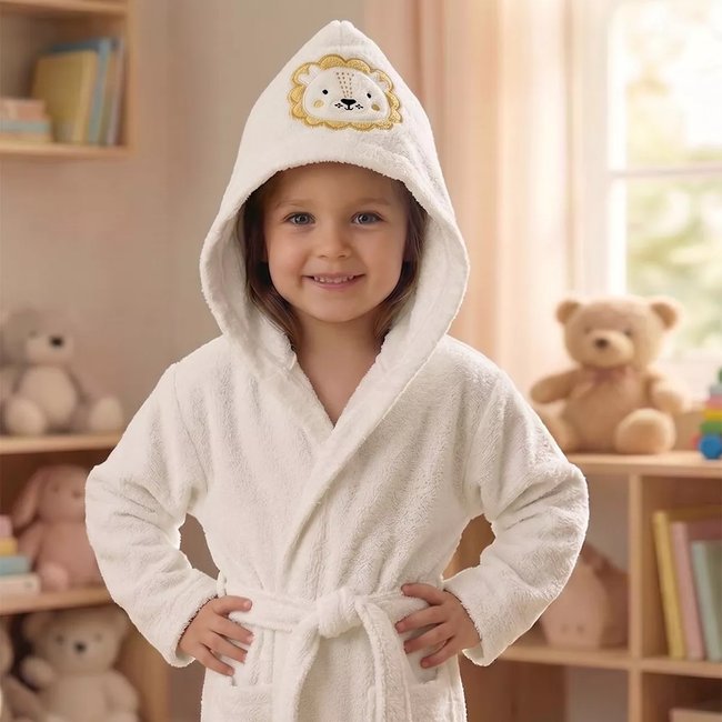 Peignoir enfant enfant pur coton PETIT LION angora <span itemprop=