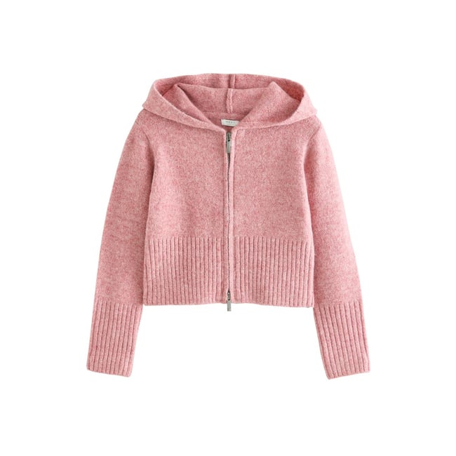 Sweat à capuche en maille rose <span itemprop=