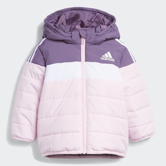 Chaqueta acolchada con cremallera y capucha lila/violeta <span itemprop=