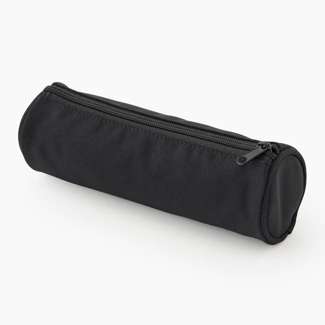 Trousse ronde unie noir <span itemprop=