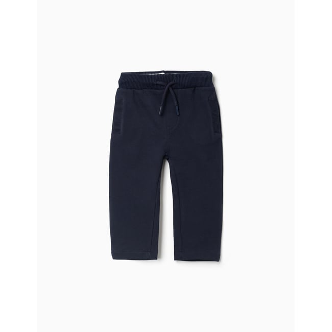 Pantalon en coton avec cordon de serrage bleu foncé <span itemprop=