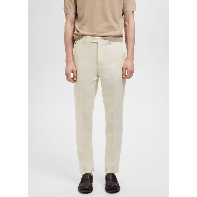 Pantalon costume Amalfi 100 % lin slim-fit ivoire <span itemprop=