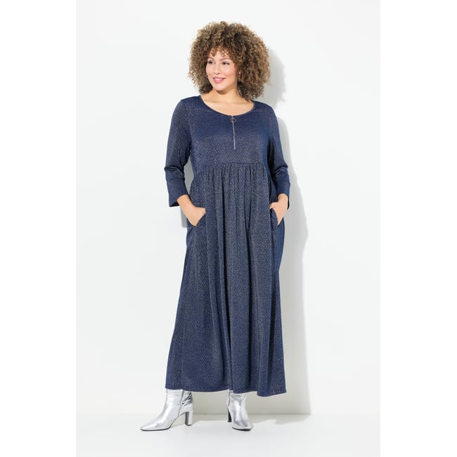 Robe midi en jersey à paillettes bleu encre <span itemprop=