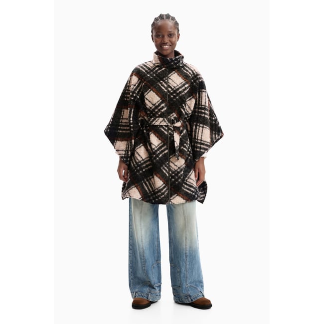 Poncho à carreaux multicolore <span itemprop=