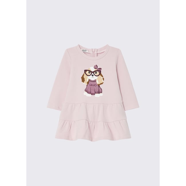 Robe courte en sweat rose <span itemprop=