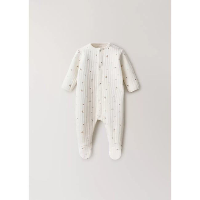 Combinaison pyjama imprimée blanc cassé <span itemprop=
