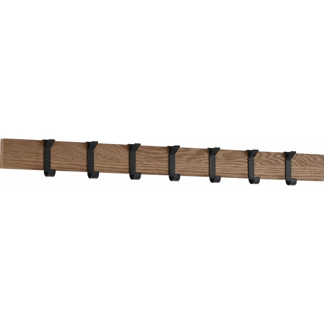 Porte-manteau mural industriel à 7 crochets Couleur naturel et noir <span itemprop=